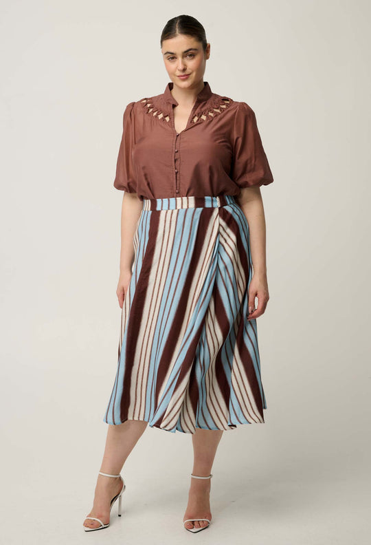 Iris Viscose Blend Skirt in Iridescent Stripe