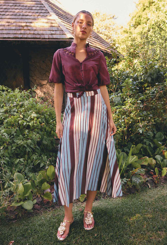 Iris Viscose Blend Skirt in Iridescent Stripe