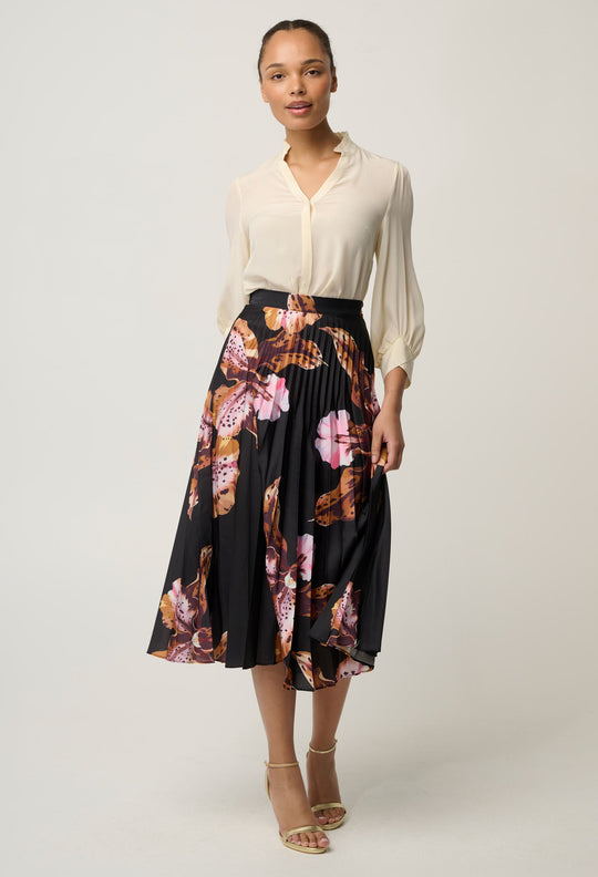 Iris Pleated Polyester Skirt in Sunset Orchid