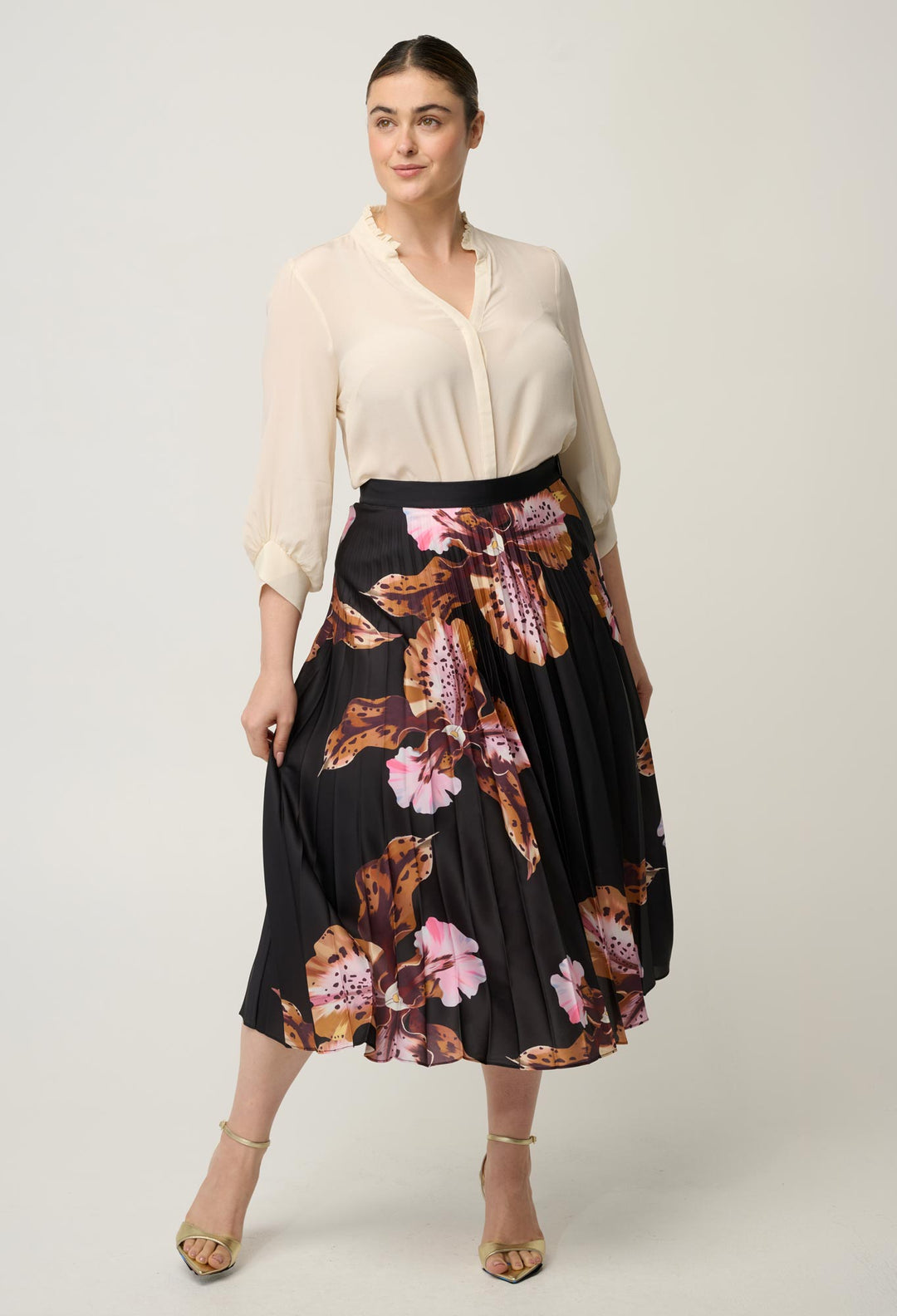 Iris Pleated Polyester Skirt in Sunset Orchid