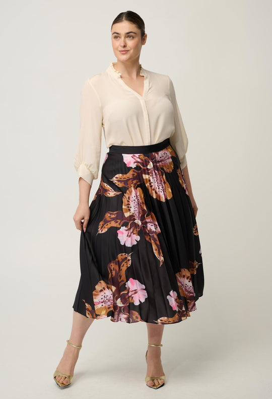 Iris Pleated Polyester Skirt in Sunset Orchid