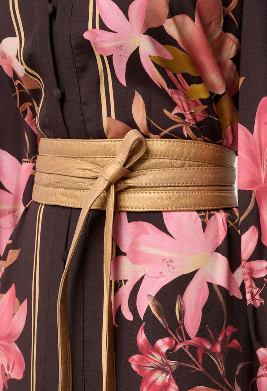 Milton Leather Belt in Gold