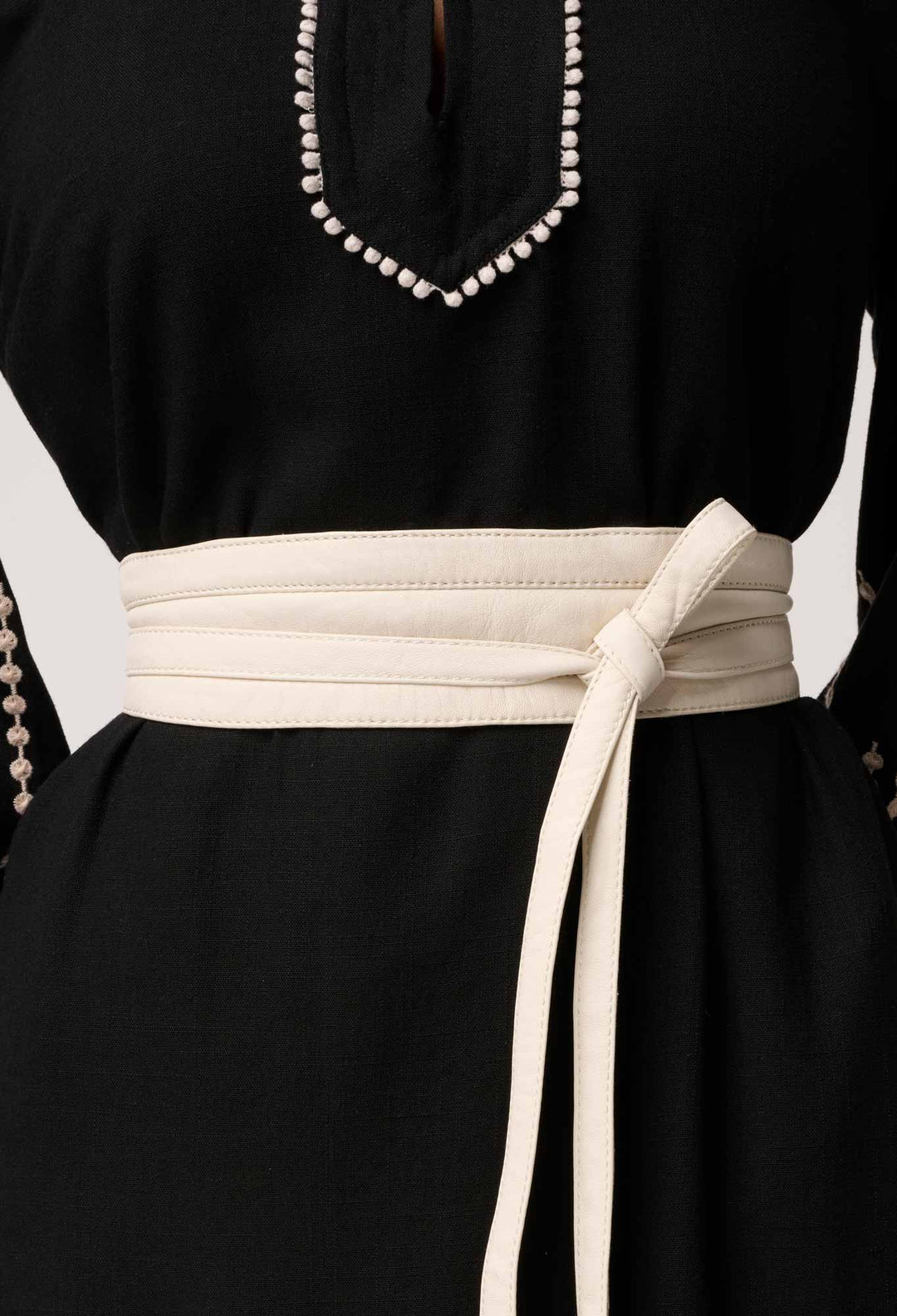 Milton Leather Belt in Ivory