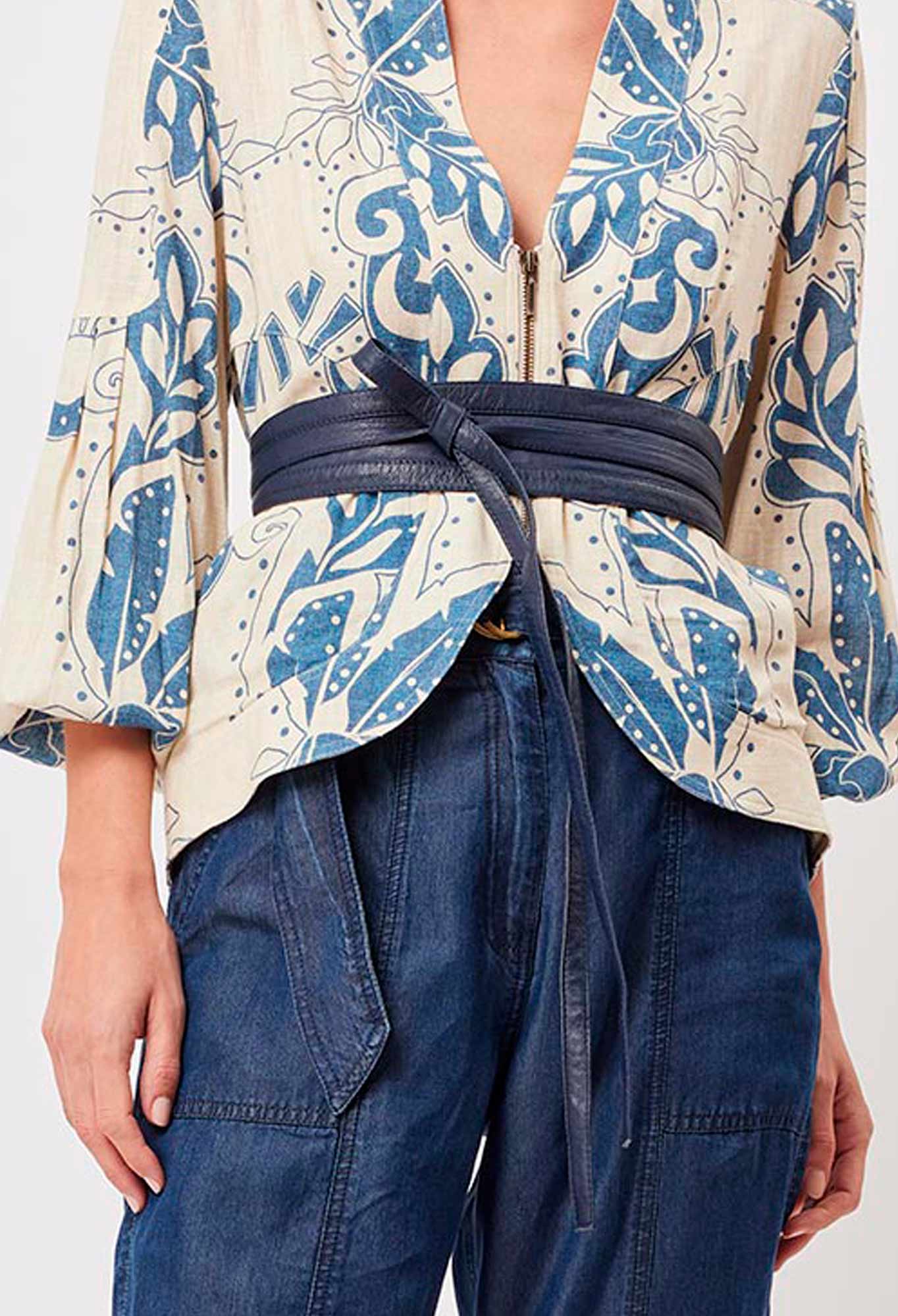 Milton Leather Belt in Navy