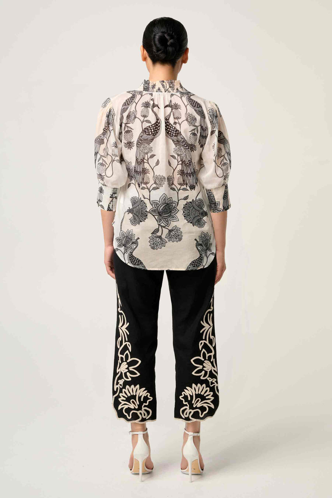 OnceWas PETITE Oleander Cotton Silk Shirred Blouse in Imperial Stone