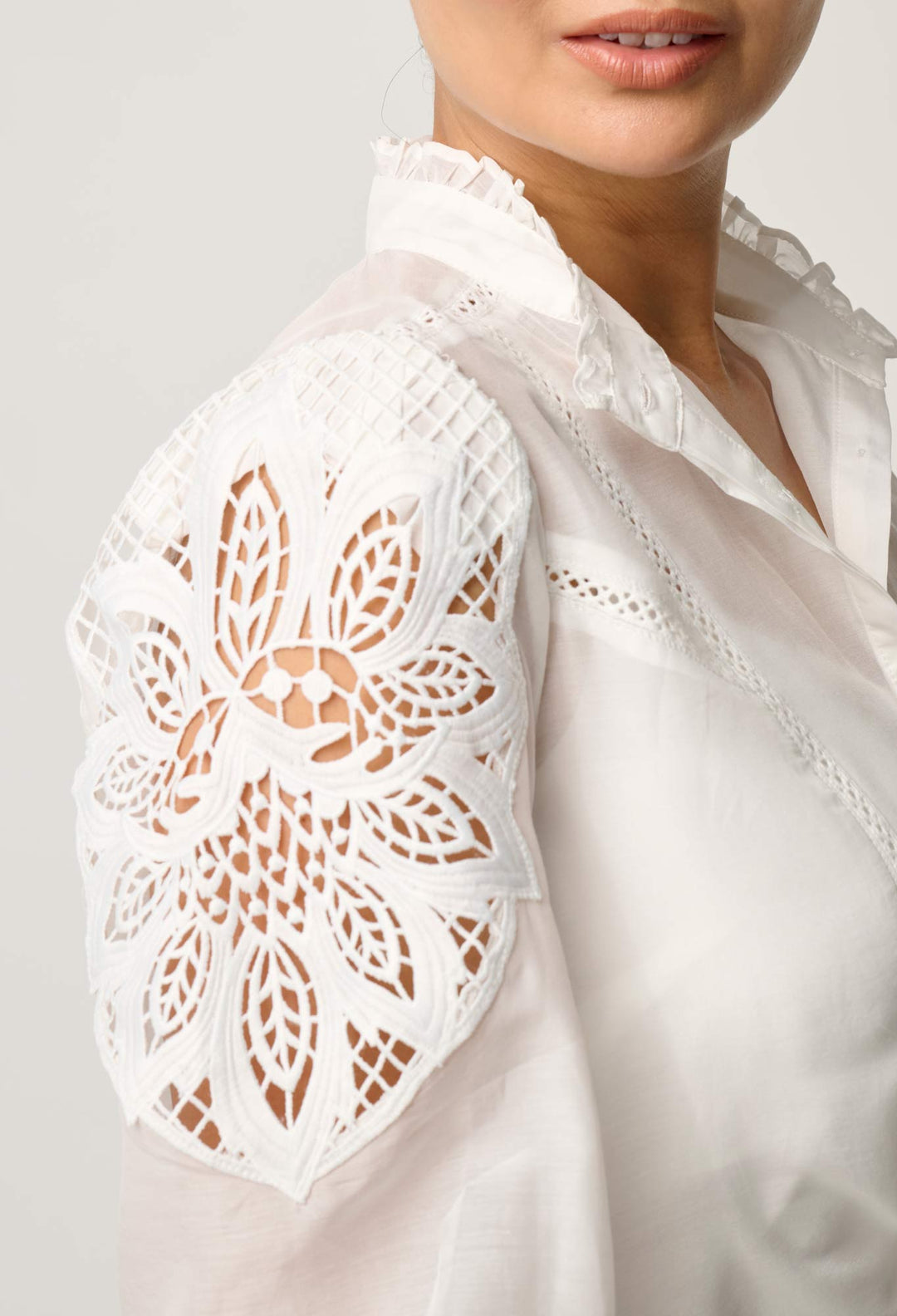 OnceWas PETITE Sevilla Cotton Silk Shirt in Blanca
