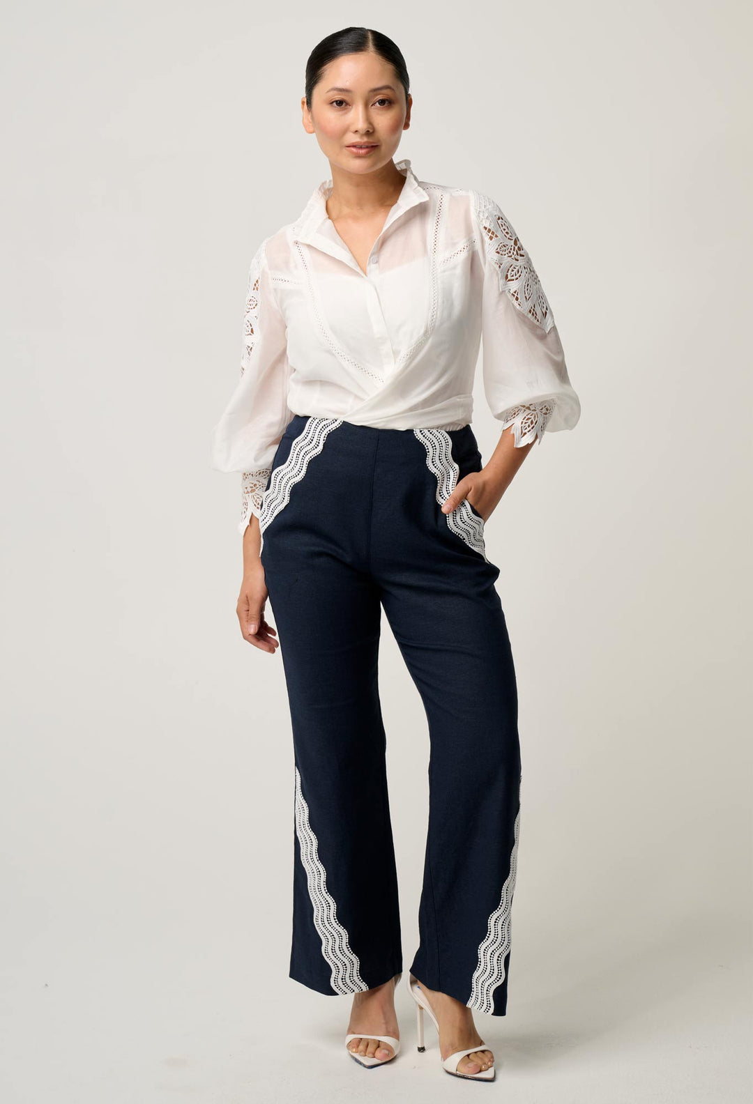 OnceWas PETITE Sevilla Cotton Silk Shirt in Blanca