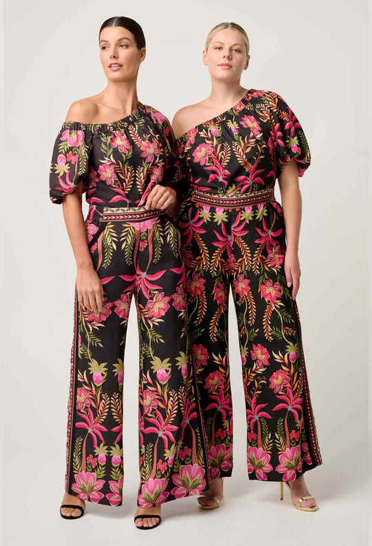 Juno Viscose One Shoulder Top in Anthos Lótos