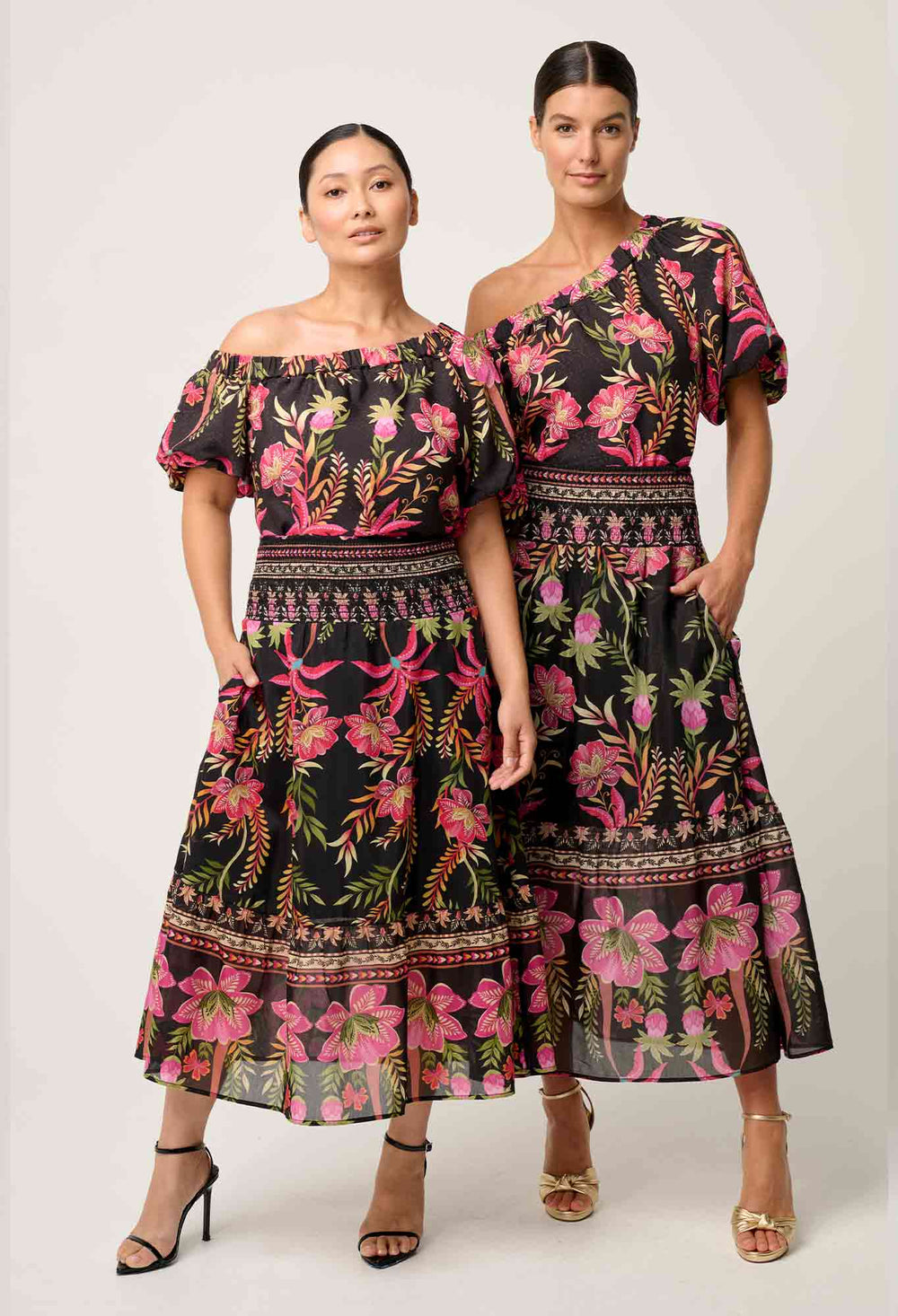 PETITE Juno Viscose One Shoulder Top in Anthos Lótos