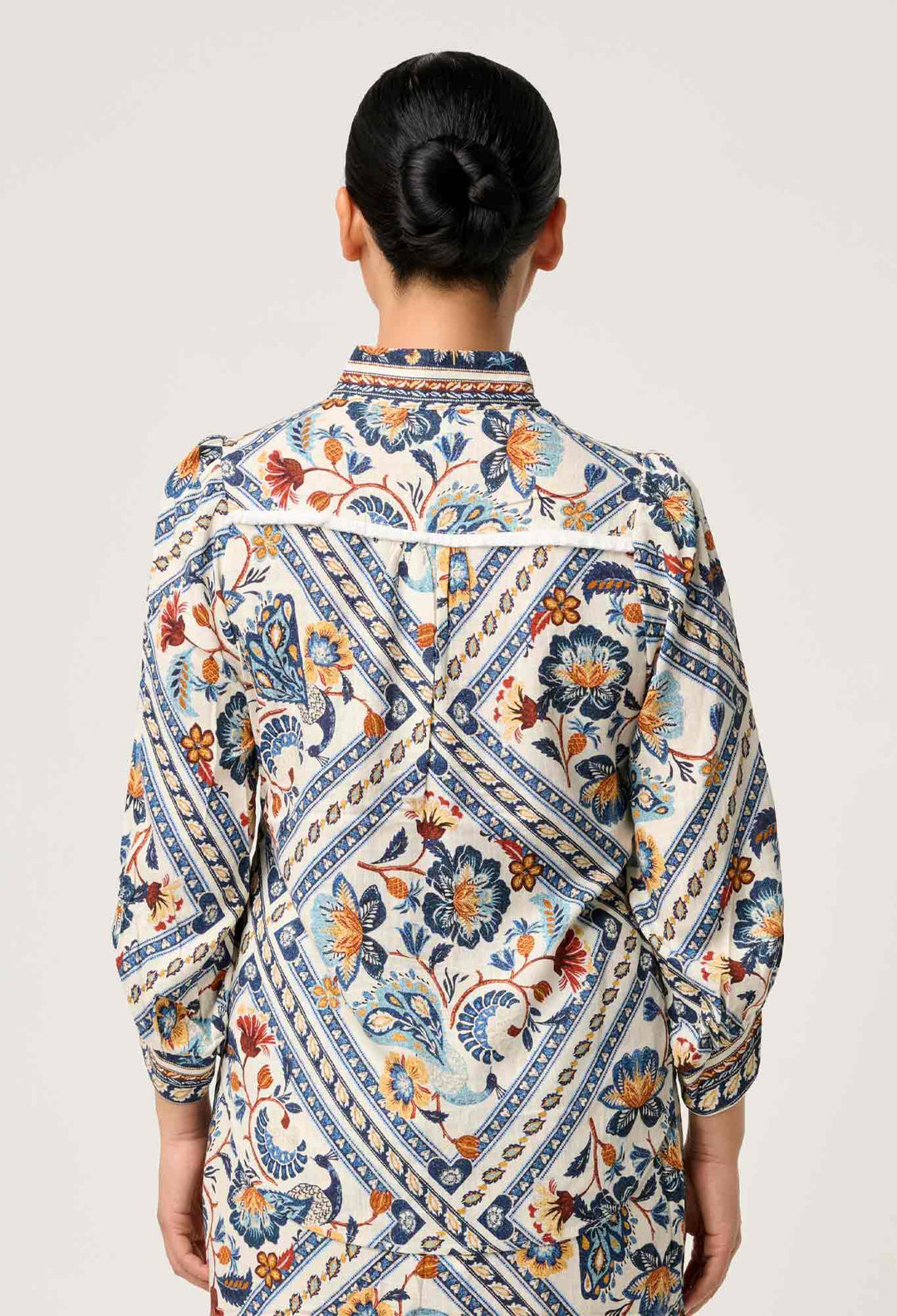 OnceWas PETITE Alexis Linen Viscose Fringe Shirt in Petinos Floros
