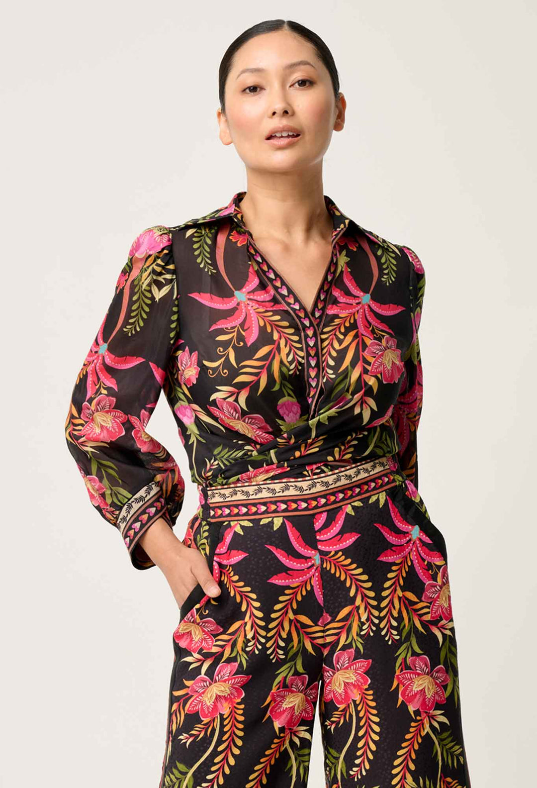 OnceWas PETITE Elysian Silk Cotton Shirt in Anthos Lótos