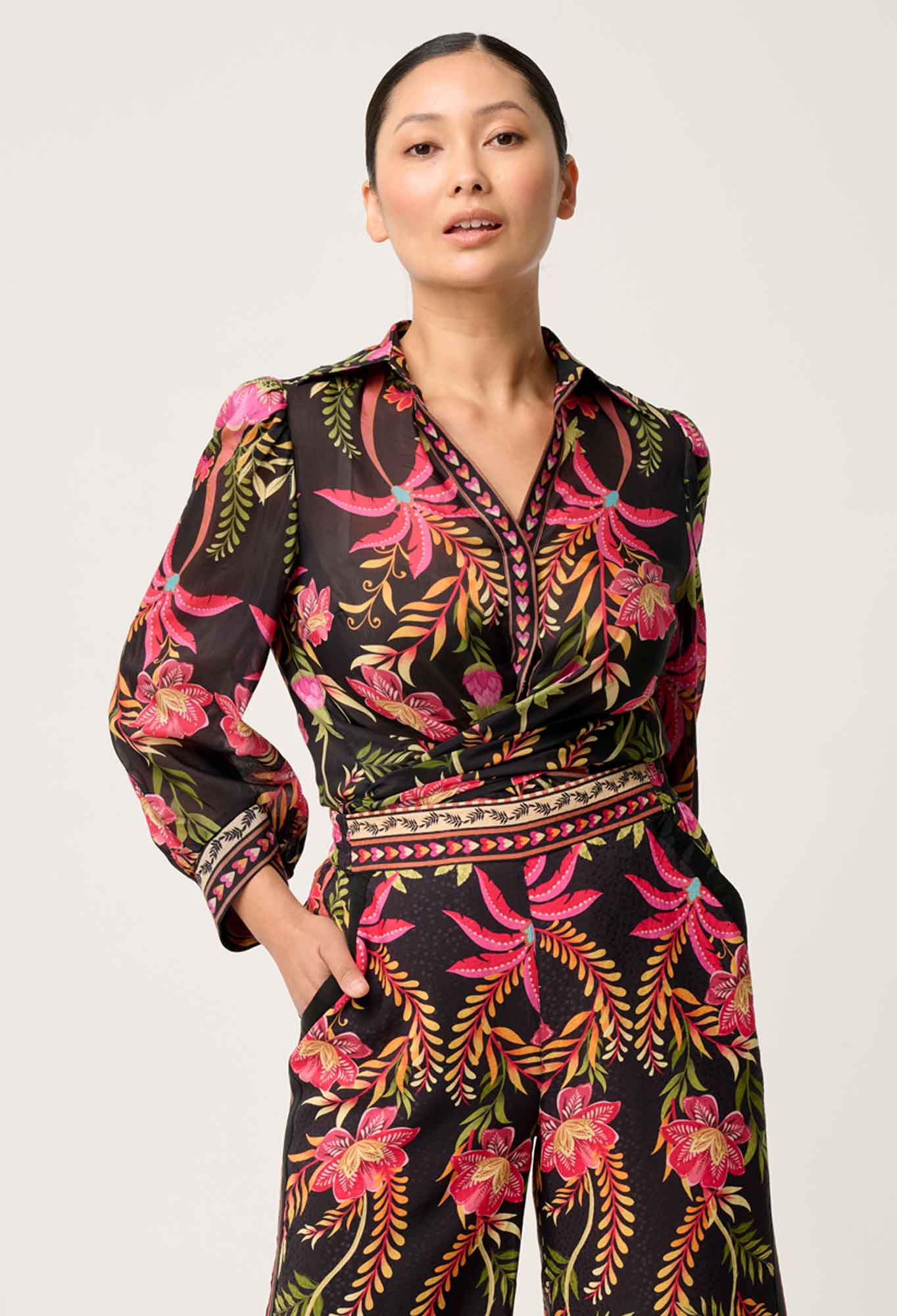 OnceWas PETITE Elysian Silk Cotton Shirt in Anthos Lótos