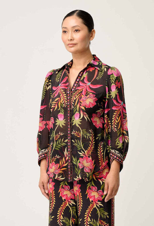 OnceWas PETITE Elysian Silk Cotton Shirt in Anthos Lótos
