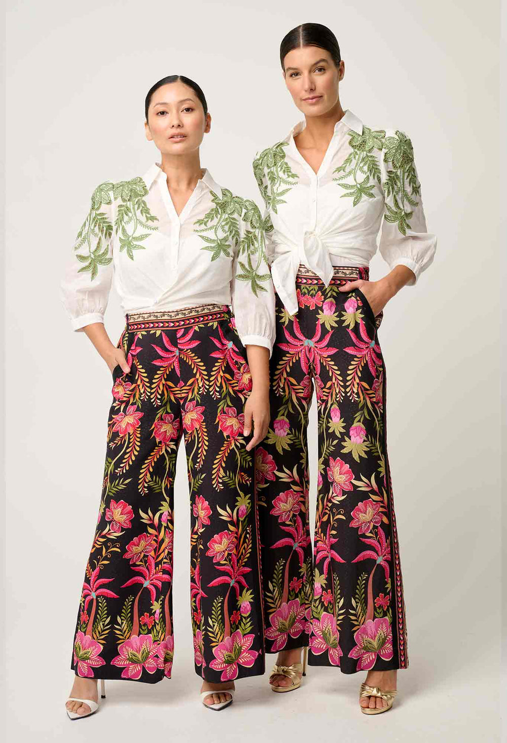 OnceWas PETITE Callisto Cotton Embroidered Shirt in Ivory