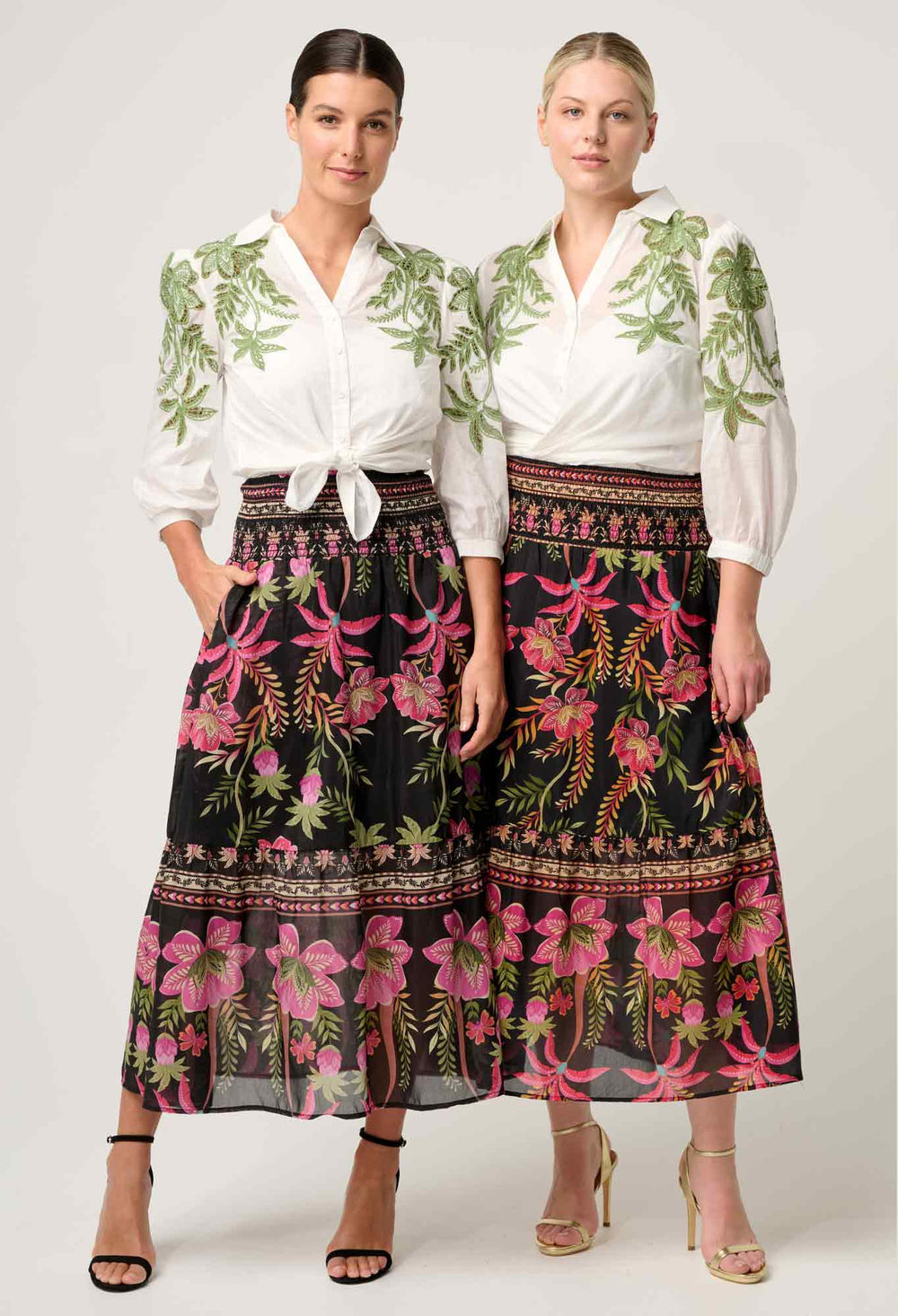 OnceWas Callisto Cotton Embroidered Shirt in Ivory