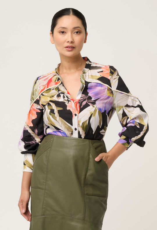 PETITE Harley Viscose Faille Shirt in Tangled Blossom