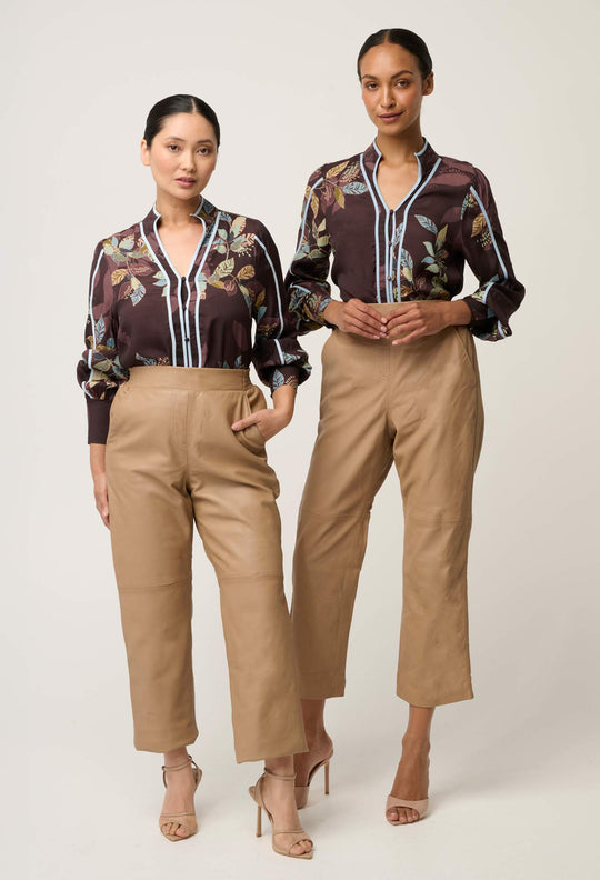 UNDER 5'4 Asher Viscose Faille Shirt in Ember Vines