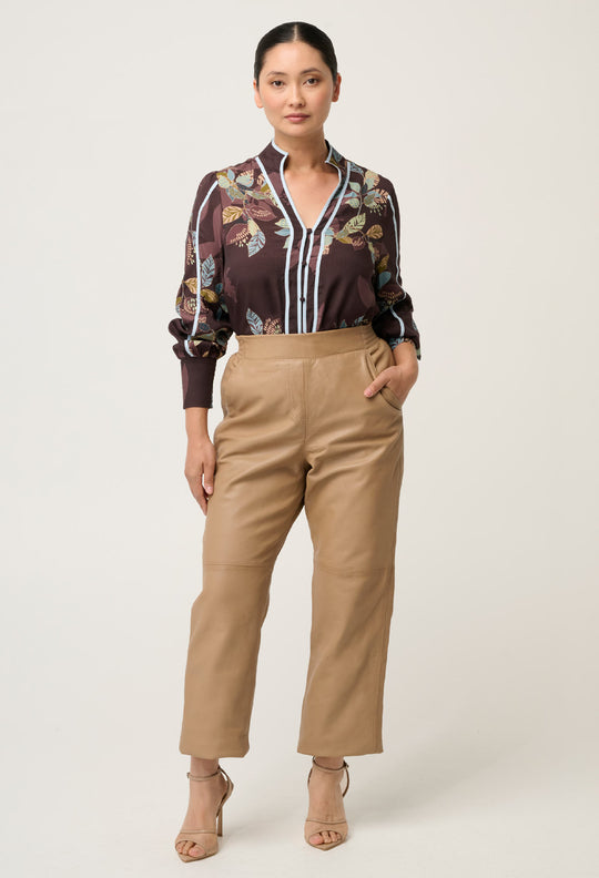 UNDER 5'4 Asher Viscose Faille Shirt in Ember Vines