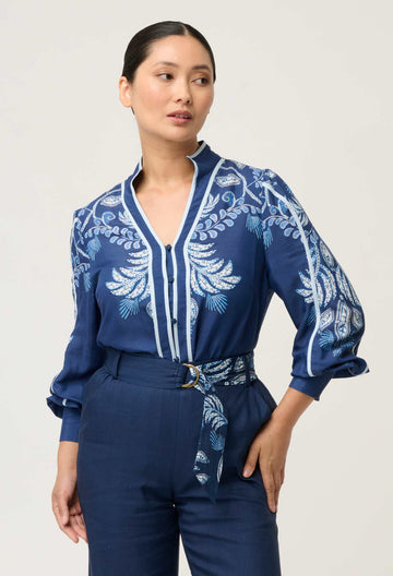 PETITE Asher Viscose Faille Shirt in Moonlit Batik