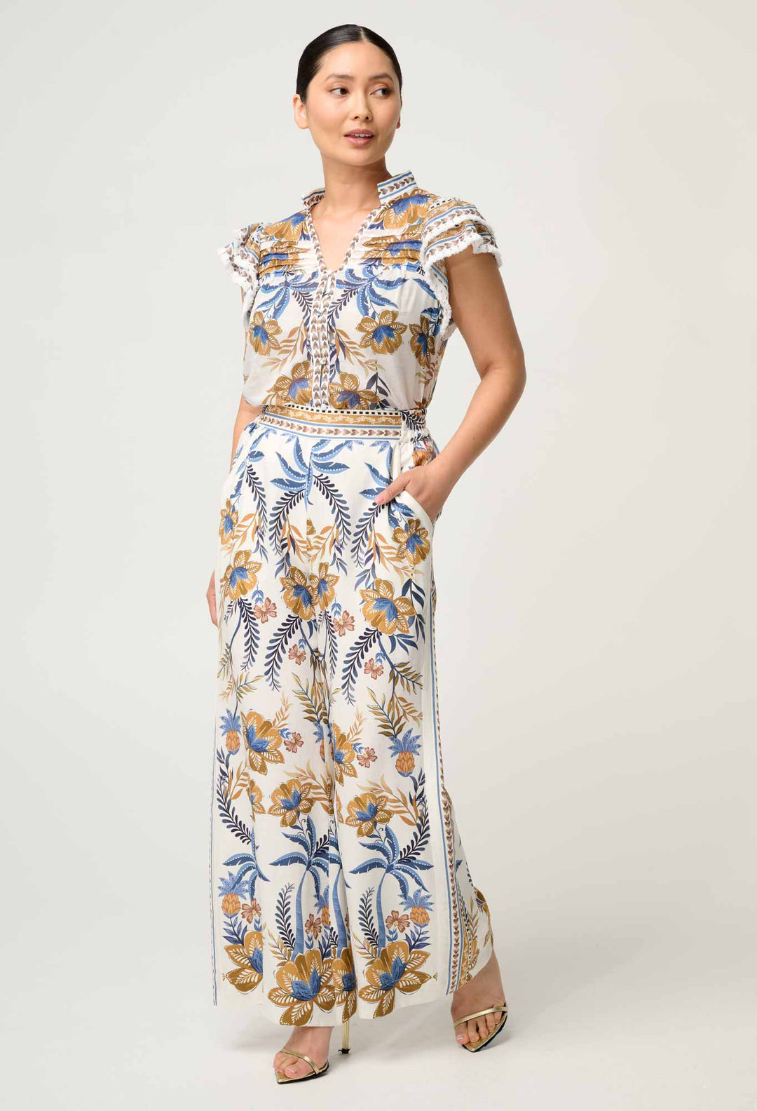 OnceWas PETITE Willow Linen Viscose Pant in Golden Medina