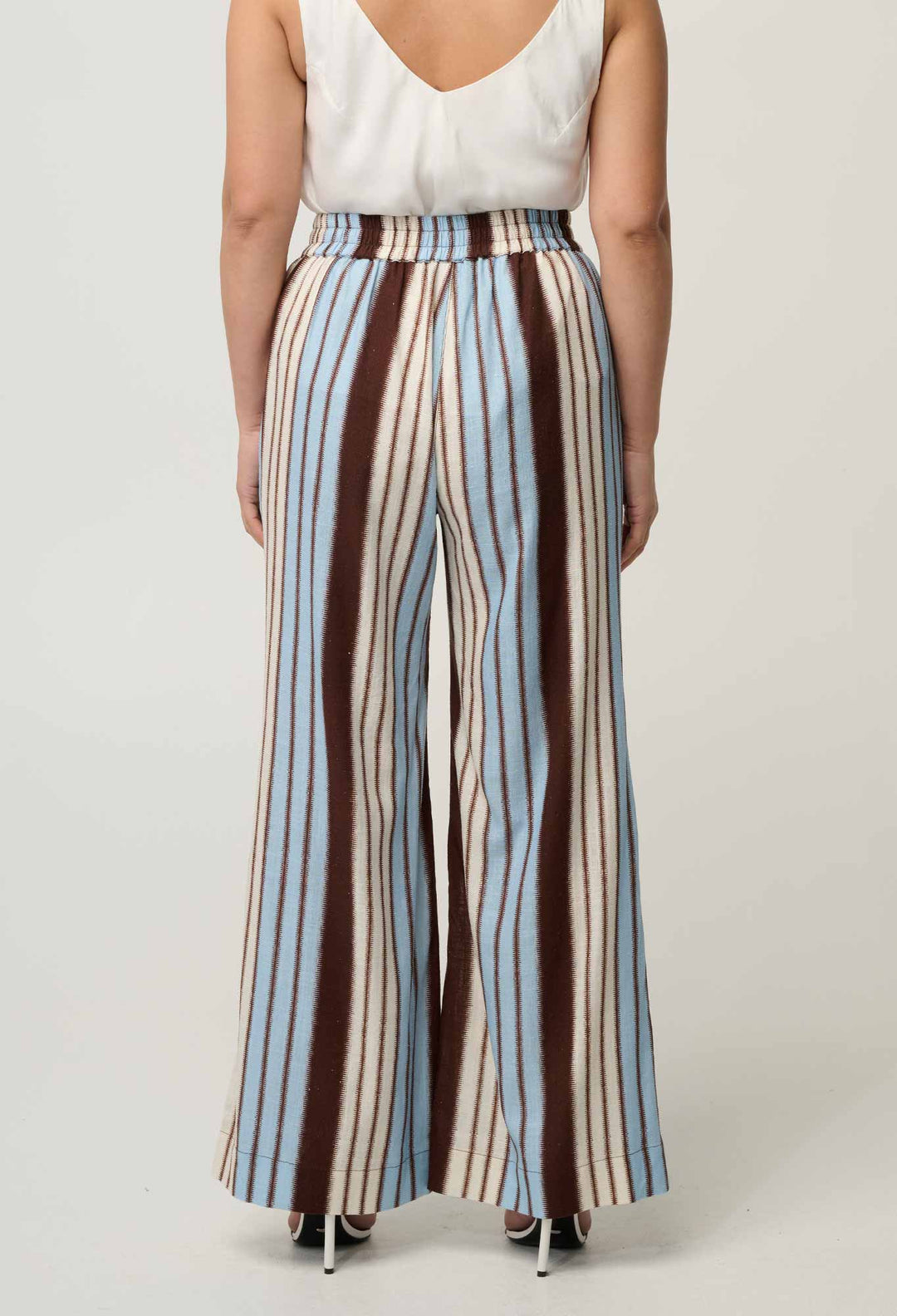 UNDER 5'4 Willow Linen Viscose Pant in Iridescent Stripe