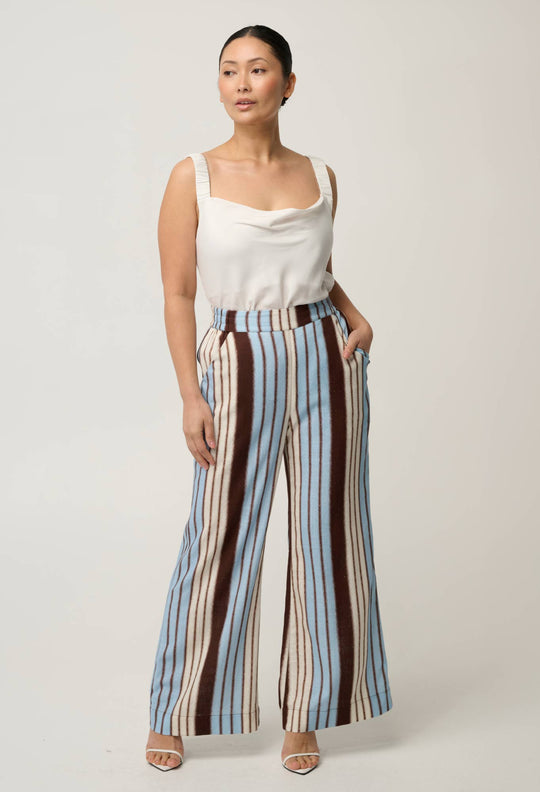 UNDER 5'4 Willow Linen Viscose Pant in Iridescent Stripe