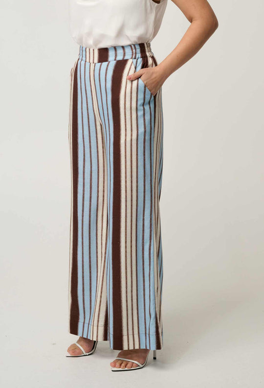 UNDER 5'4 Willow Linen Viscose Pant in Iridescent Stripe
