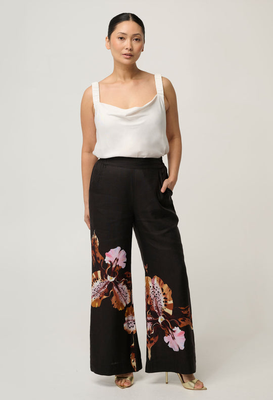 UNDER 5'4 Willow Linen Viscose Pant in Sunset Orchid