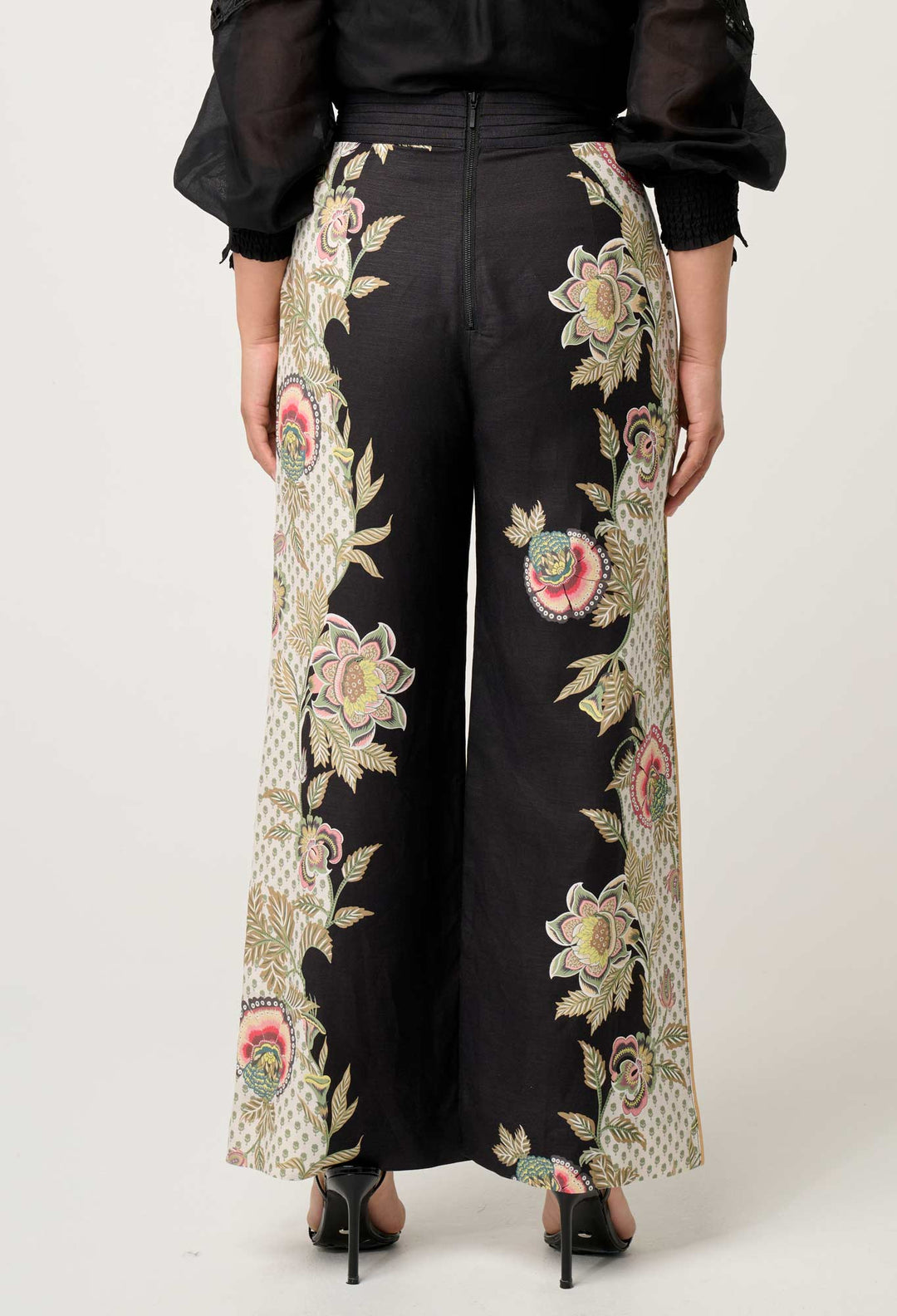 OnceWas PETITE Merida Linen Viscose Pant in Mariposa Nero