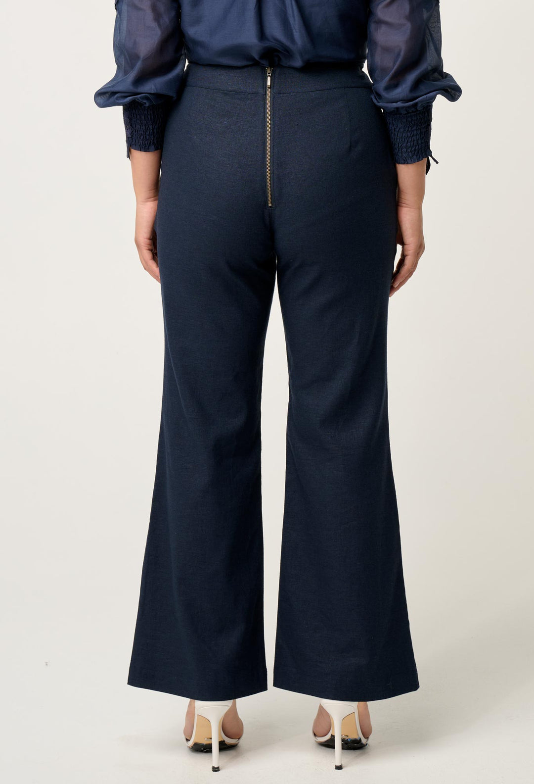OnceWas PETITE Leandro Linen Viscose Stretch Pant in Night Sky