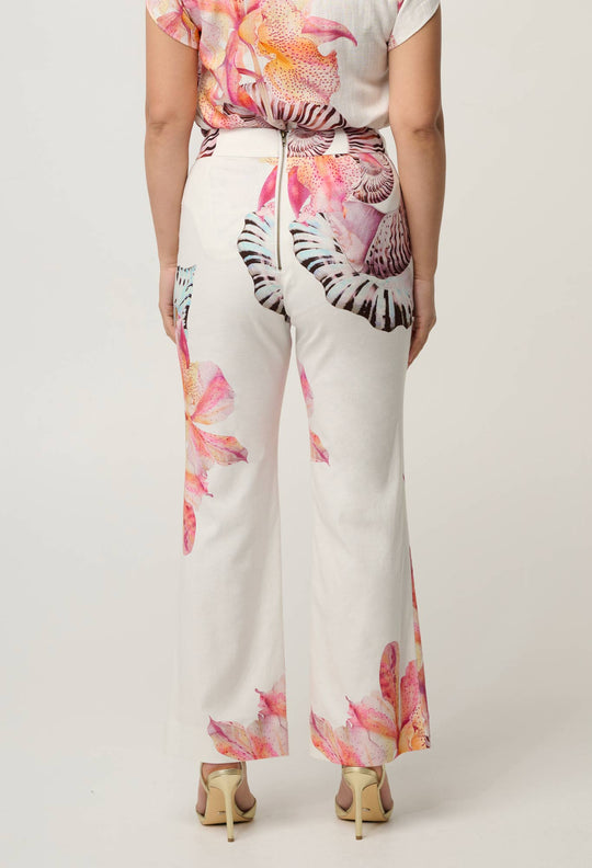 UNDER 5'4 Kelsey Stretch Linen Viscose Pant in Nautilus Bloom