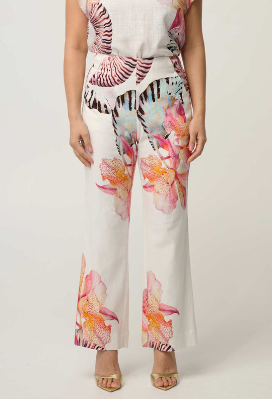 UNDER 5'4 Kelsey Stretch Linen Viscose Pant in Nautilus Bloom