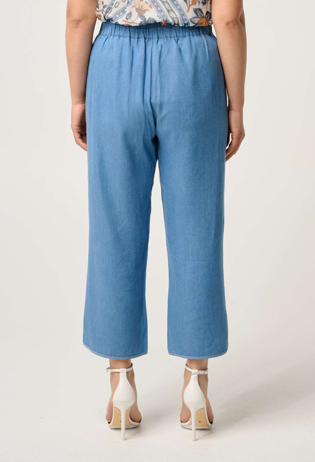 OnceWas PETITE Astra Tencel High Waist Pant in Blue Ash
