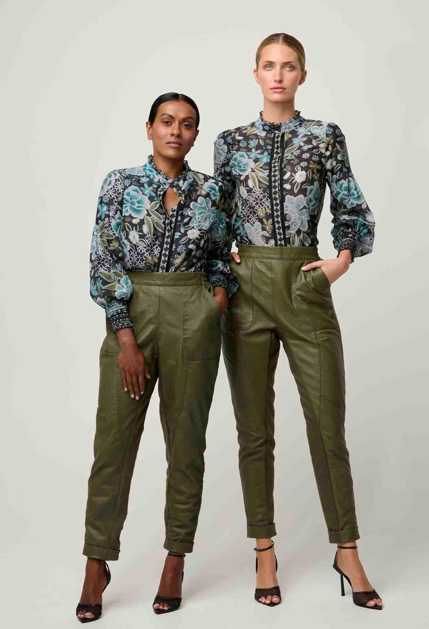 OnceWas PETITE Sylvan Leather Jogger in Moss