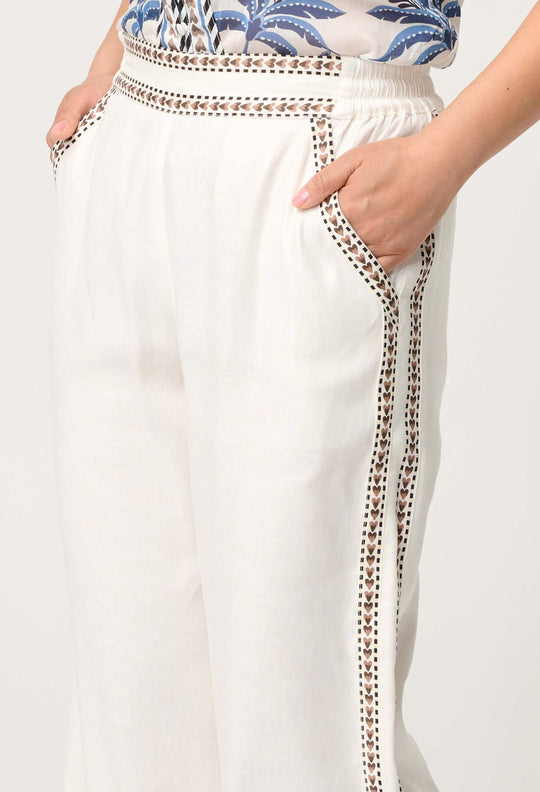 OnceWas PETITE Zara Linen Viscose Pant in Ivory