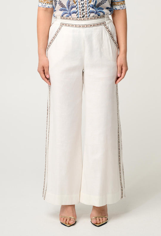 OnceWas PETITE Zara Linen Viscose Pant in Ivory