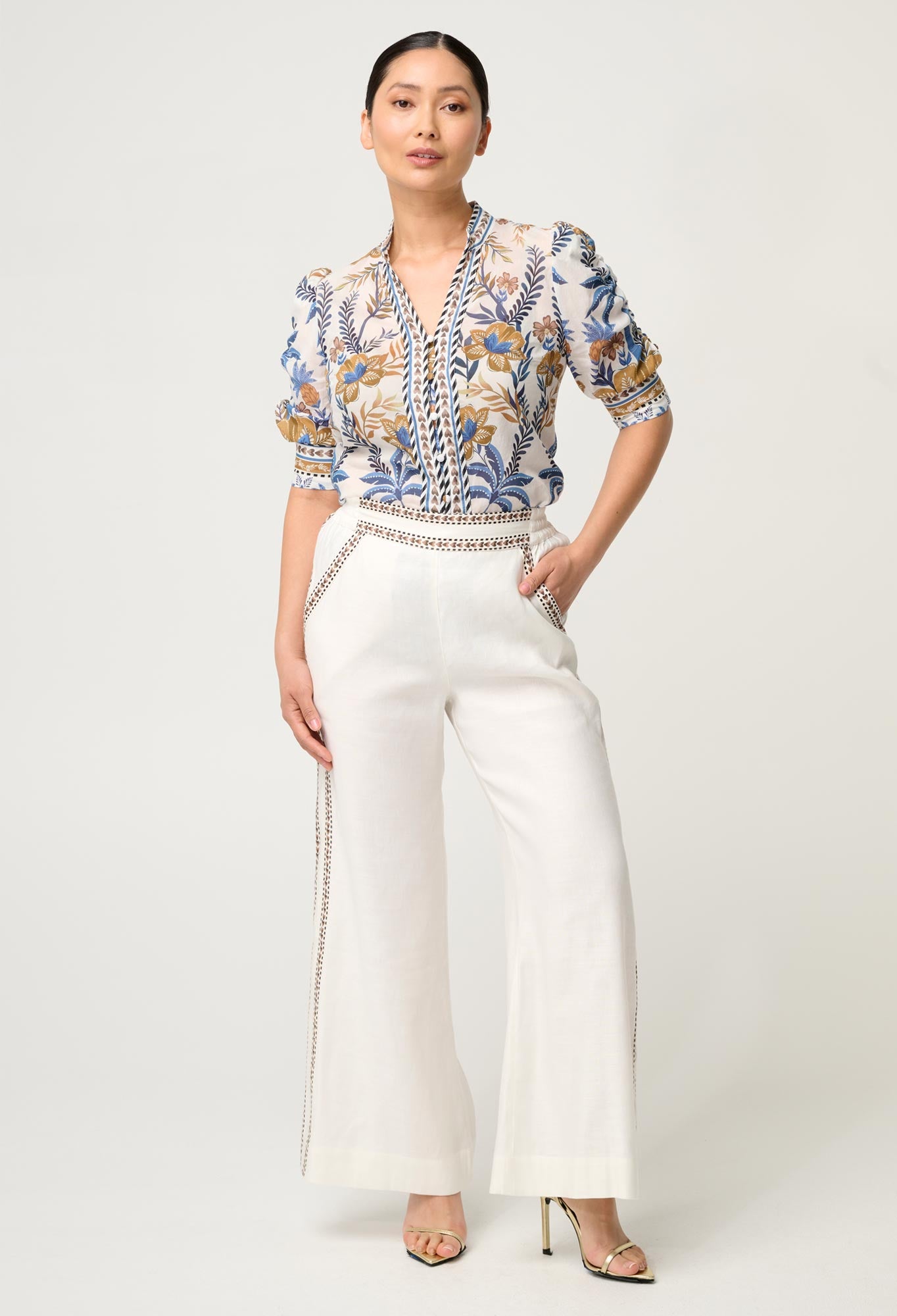 OnceWas PETITE Zara Linen Viscose Pant in Ivory