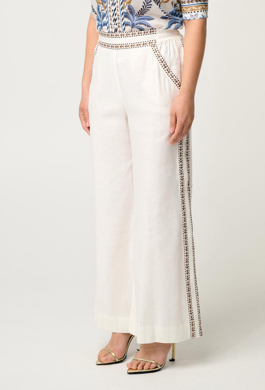 OnceWas PETITE Zara Linen Viscose Pant in Ivory