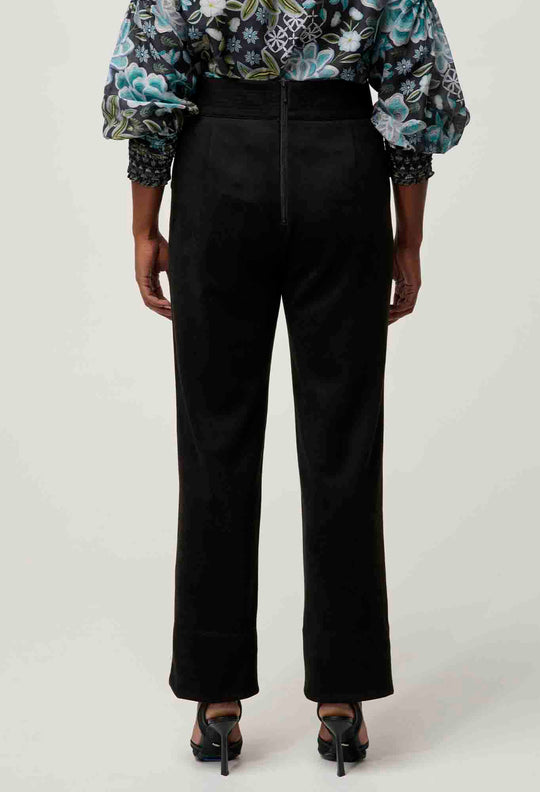 OnceWas  PETITE Scarlett Faux Suede Pant in Black