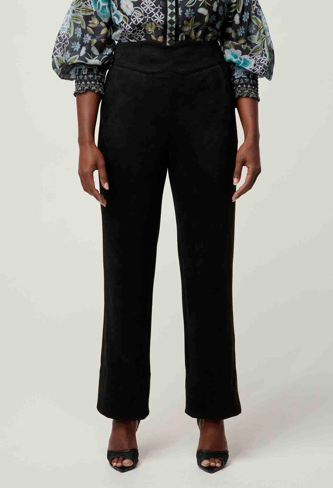 OnceWas  PETITE Scarlett Faux Suede Pant in Black
