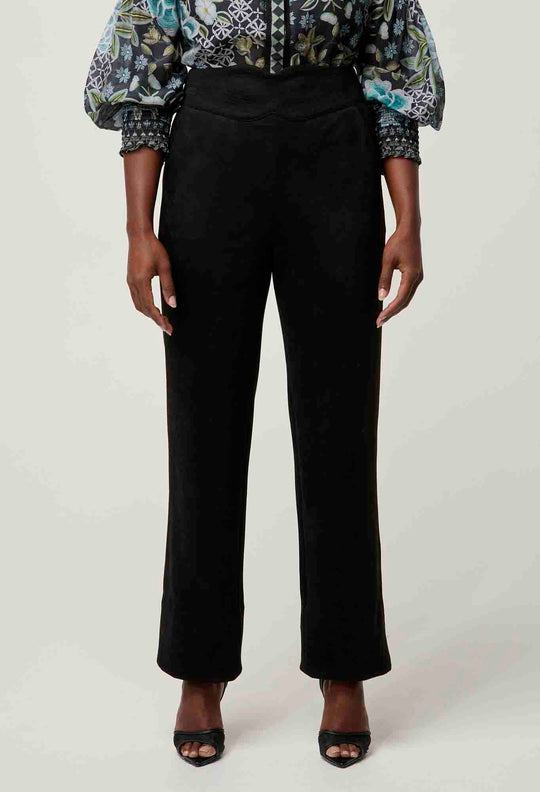 OnceWas  PETITE Scarlett Faux Suede Pant in Black