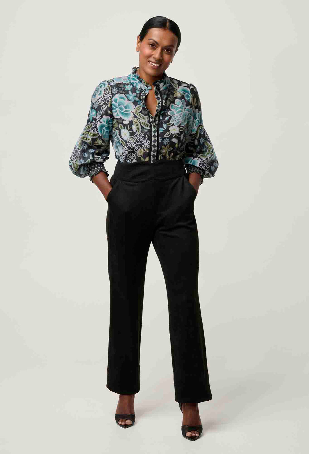 OnceWas PETITE Scarlett Faux Suede Pant in Black
