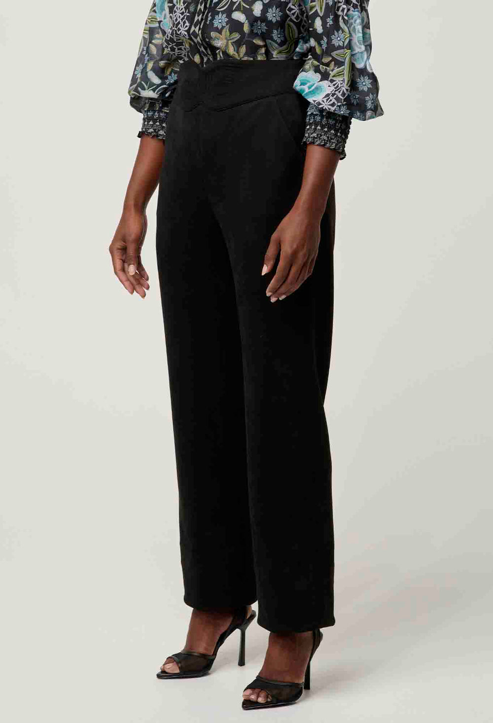 OnceWas  PETITE Scarlett Faux Suede Pant in Black