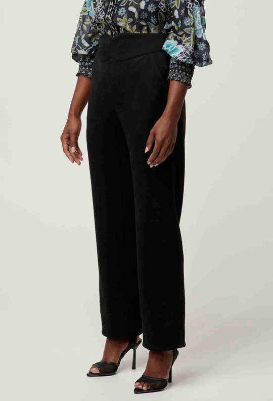 OnceWas  PETITE Scarlett Faux Suede Pant in Black