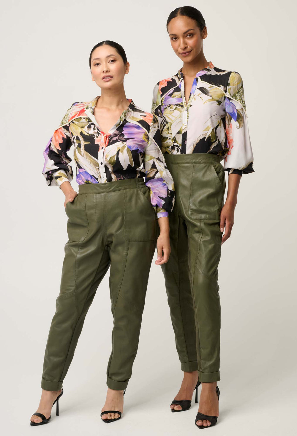 PETITE Sylvan Leather Jogger in Moss