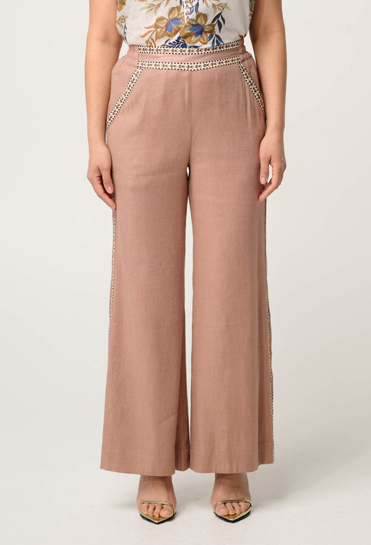 OnceWas PETITE Zara Linen Viscose Pant in Dune