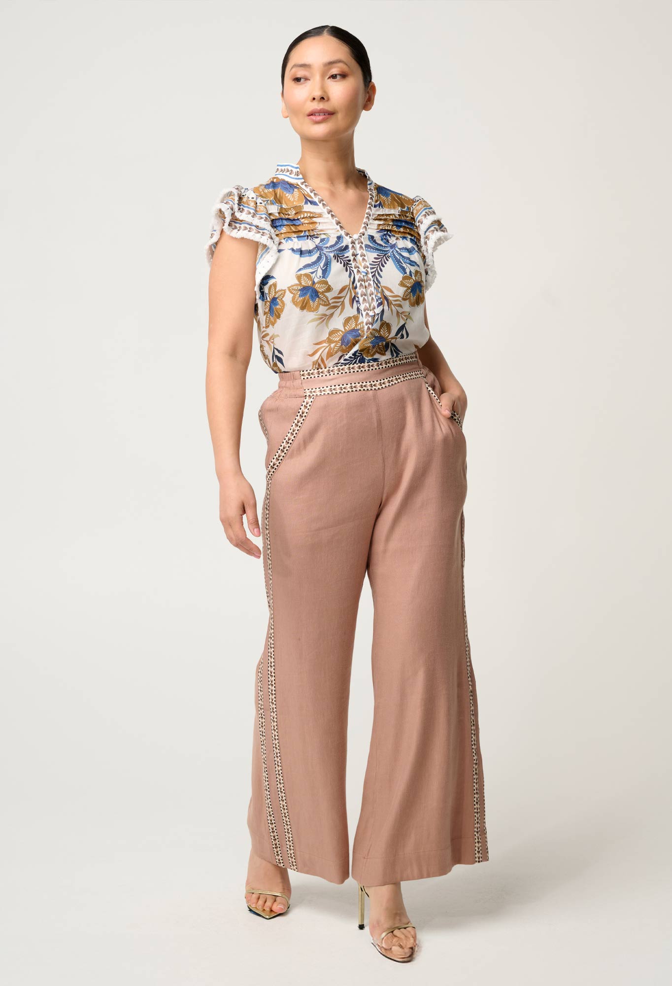 OnceWas PETITE Zara Linen Viscose Pant in Dune