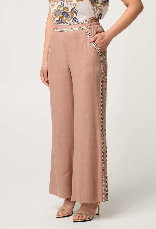 OnceWas PETITE Zara Linen Viscose Pant in Dune