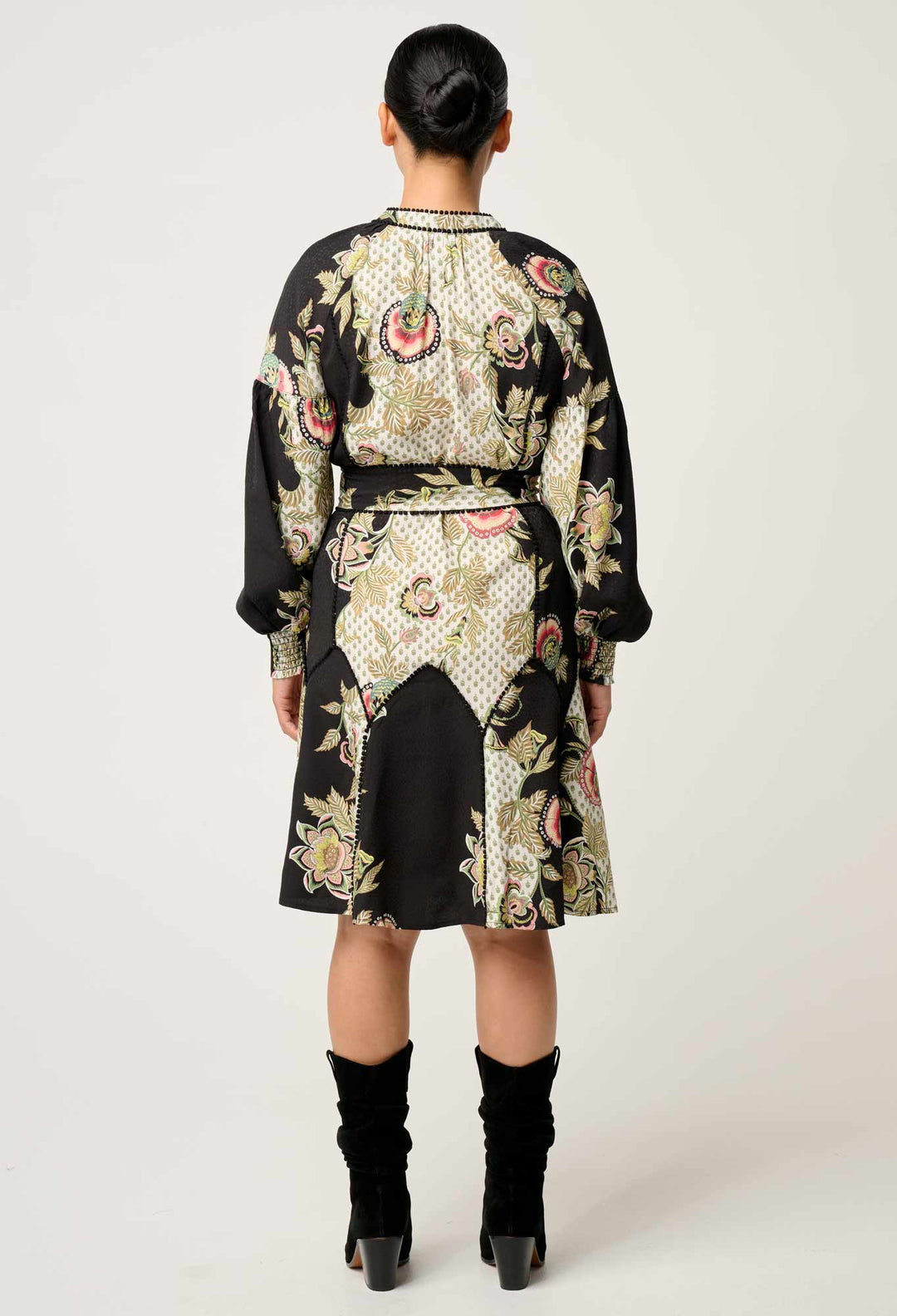OnceWas PETITE Emersyn Linen Viscose Dress in Mariposa Nero