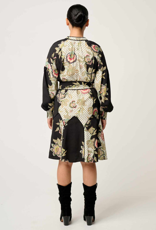 OnceWas PETITE Emersyn Linen Viscose Dress in Mariposa Nero